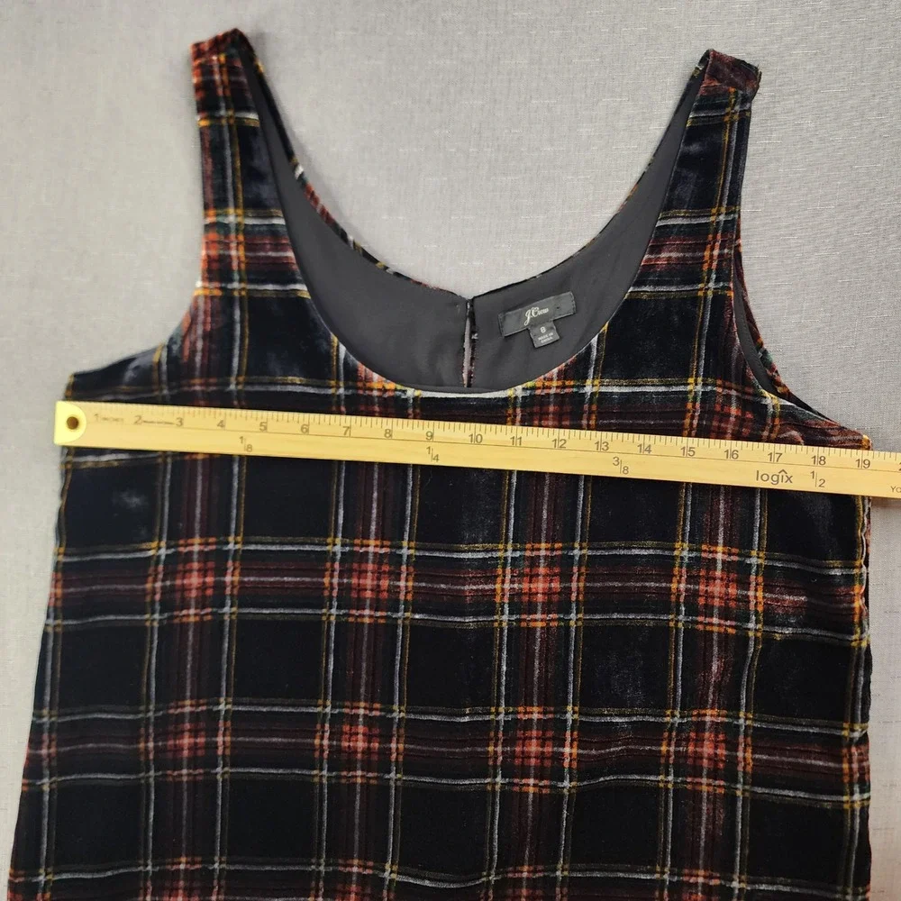 J Crew Holiday Velvet Tank Top Festive Plaid Luxery Black Red Green Womens 8